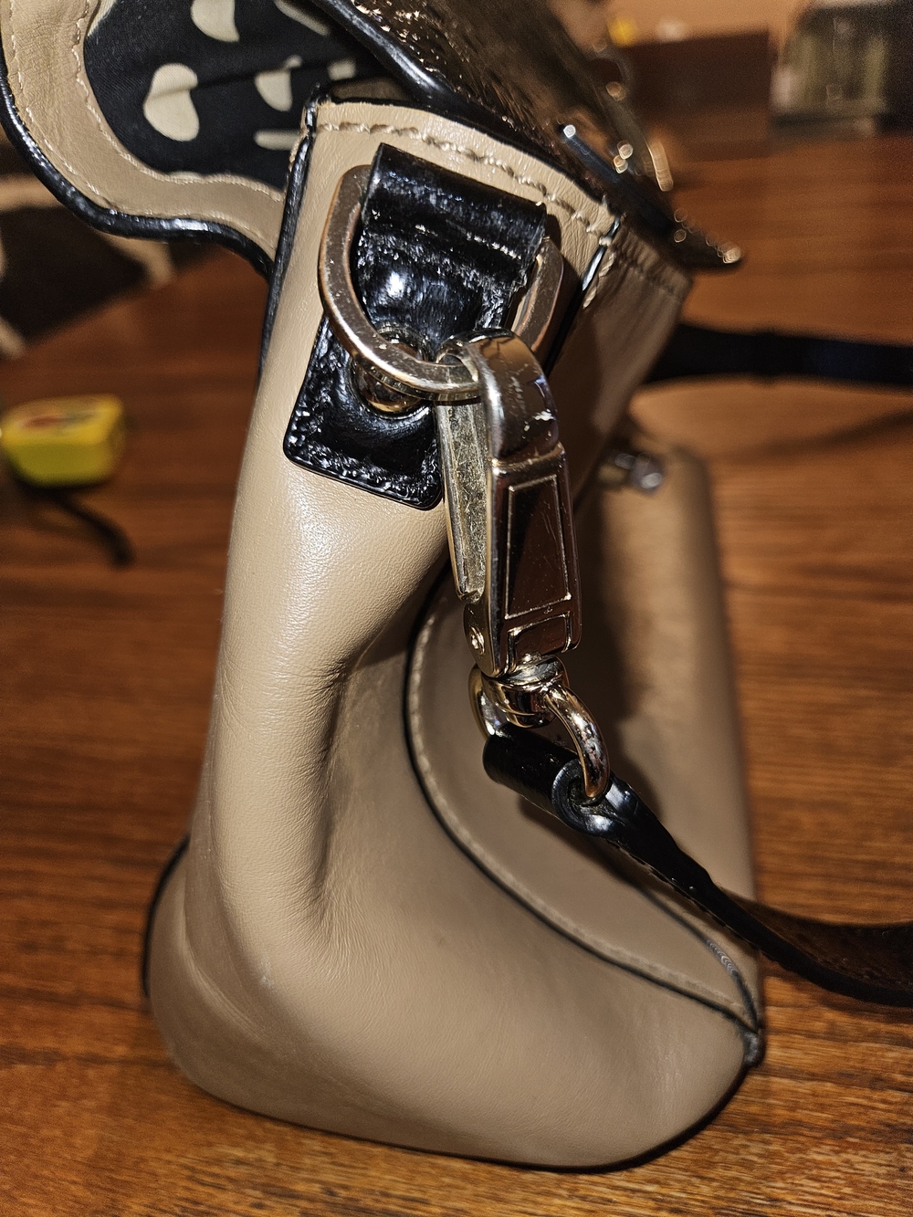 kate spade Two-Tone Black Patent and Beige Satchel - Picture 9 of 16